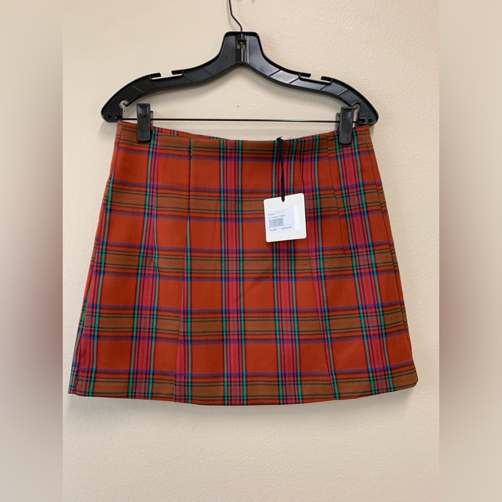 Brand new with tags Vicolo Orange Plaid Clueless style skirt suit blazer set S M - Picture 5 of 6